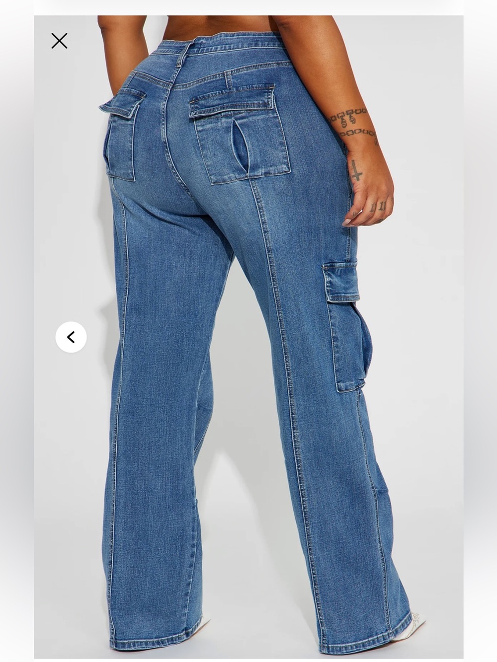 Fashion Nova Medim Blue Relaxed Cargo Jeans - Picture 3 of 8